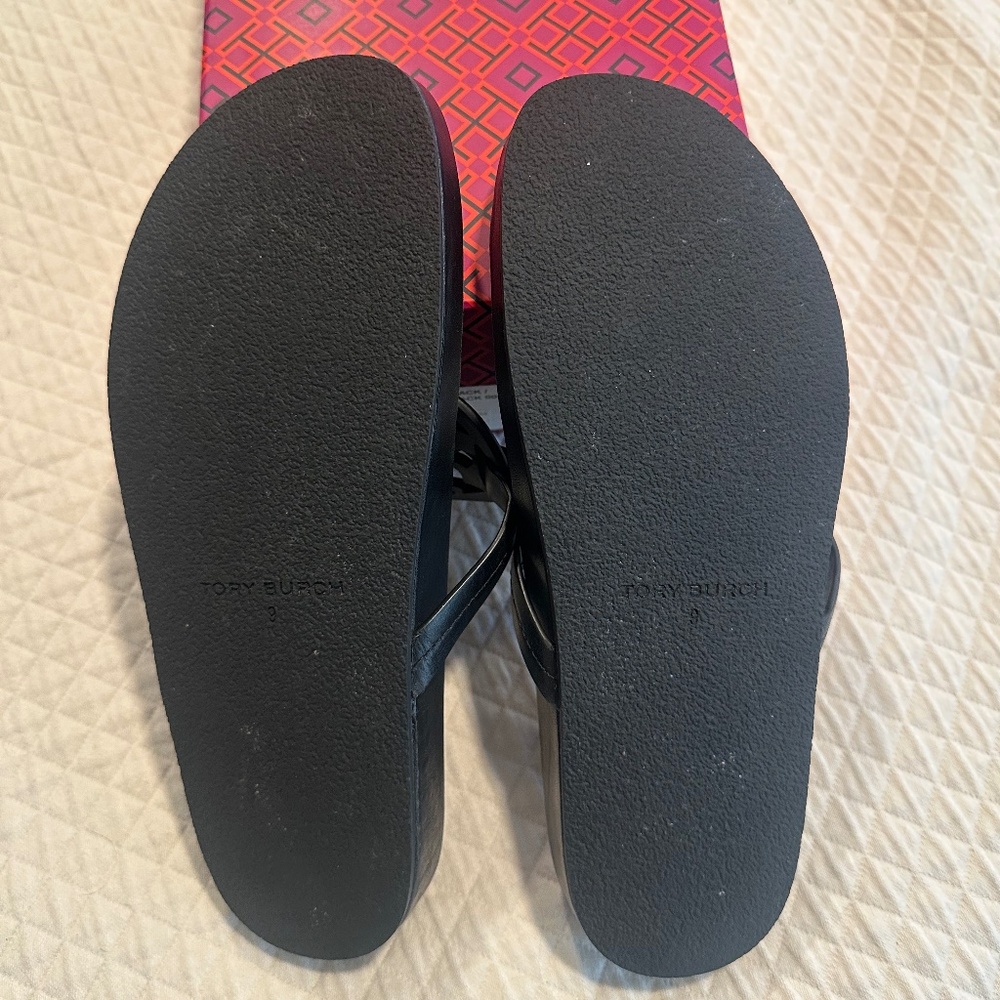 TORY BURCH Miller Cloud sandal Black Leather Like New!
